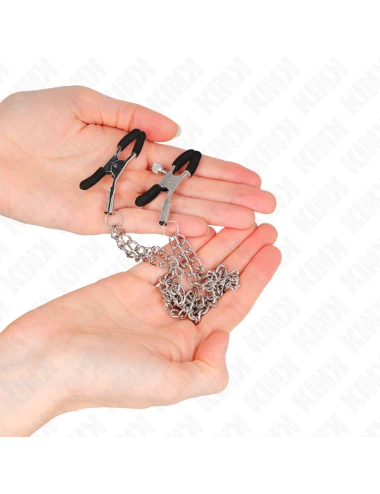 KINK - PINÇAS PARA BICOS COM 2 CORRENTES GROSSAS PRATA 20/23 CM