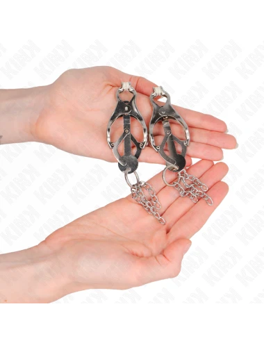 KINK - PINÇAS DE TREVO JAPONÊS COM PEQUENAS CORRENTES PRATA