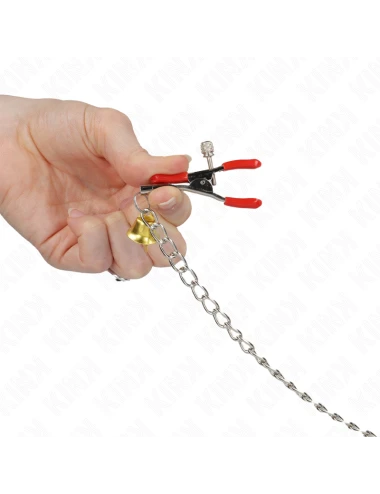 KINK - BELL TRIPLE NIPPLE AND CLIT CAMPS VERMELHO COM CORRENTE 30 CM