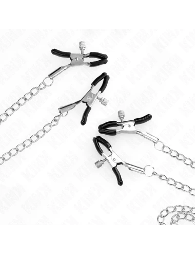 KINK - 4 PINÇAS DE BICO E CLITÓRIS AJUSTÁVEIS PRATA