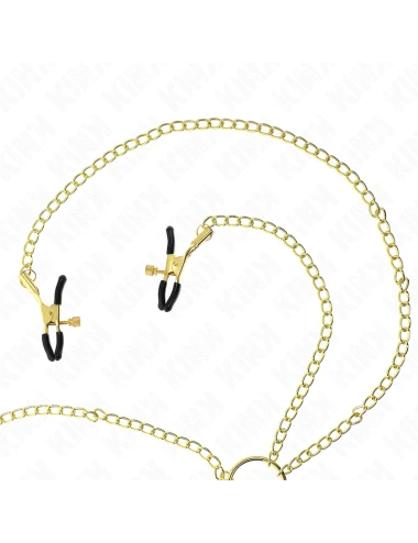 KINK - 4 PINÇAS DE BICO E CLITÓRITO AJUSTÁVEIS OURO
