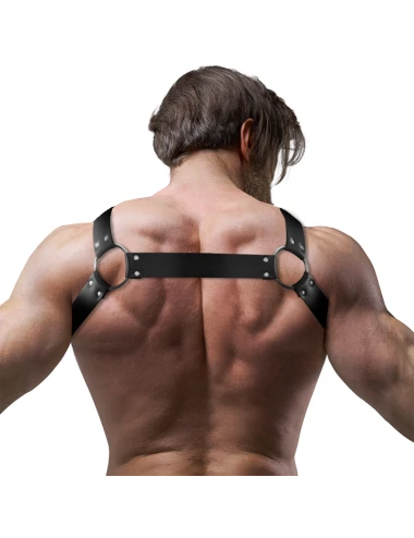 FETISH SUBMISSIVE ATTITUDE - ARNÊS DE NEOPRENE AJUSTVEL CROSS-OVER PEITO BULLDOG COM ZÍPERS PARA HOMENS