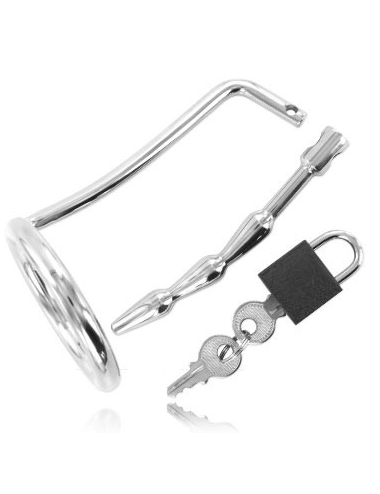 METAL HARD - ANEL DE TESTÍCULO COM PLUG DE CASTIDADE URETRAL