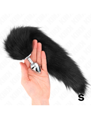 KINK - PLUG ANAL TAMANHO S 7 X 3 CM COM CAUDA SINTÉTICA 40 CM PRETO