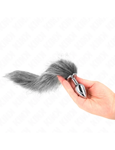 KINK - PLUG ANAL TAMANHO S 7 X 3 CM COM CAUDA SINTÉTICA 40 CM CINZA