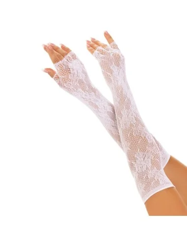 LEG AVENUE - LUVAS SEM DEDOS FLORAL NETWORK BRANCA