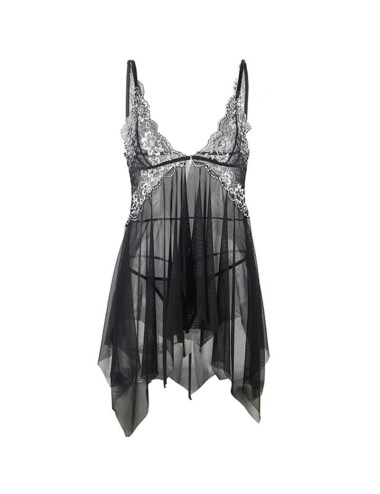 SUBBLIME - BABYDOLL TECIDO TULE PEITO RENDA L/XL
