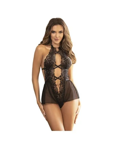 SUBBLIME - TEDDY HALTER NECK BARE BACK LACE PRETO S/M