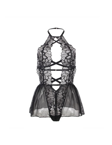 SUBBLIME - TEDDY HALTER NECK BARE BACK LACE PRETO L/XL