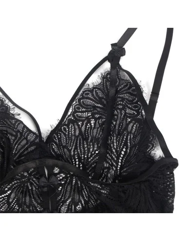 SUBBLIME - BABYDOLL COM ALAS DE RENDA AJUSTVEIS PRETO L/XL