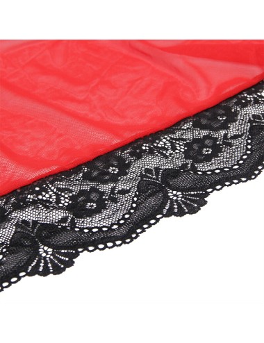 SUBBLIME - ROBE EM TECIDO TRANSPARENTE COM DETALHE DE RENDA VERMELHO S/M