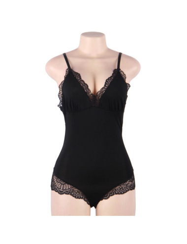 SUBBLIME - TEDDY PRETO FLORAL DETALHE DE RENDA S/M