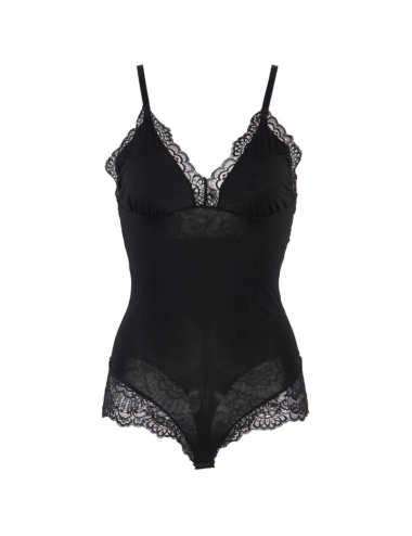 SUBBLIME - TEDDY PRETO FLORAL DETALHE DE RENDA S/M