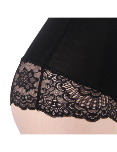 SUBBLIME - TEDDY PRETO FLORAL DETALHE DE RENDA S/M