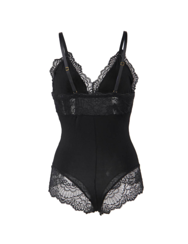 SUBBLIME - TEDDY PRETO FLORAL DETALHE DE RENDA S/M