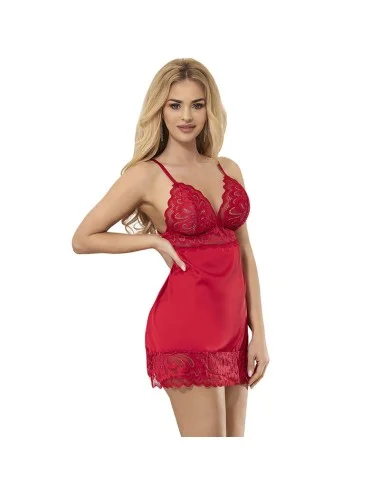 SUBBLIME - BABYDOLL DE CETIM COM RENDA VERMELHA S/M