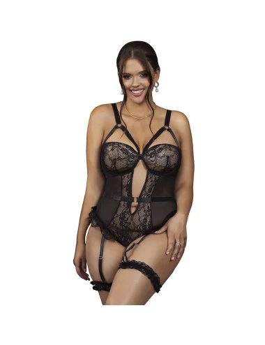 SUBBLIME - TEDDY COM LIGA COM DETALHE RENDA E TIRAS PRETO L/XL