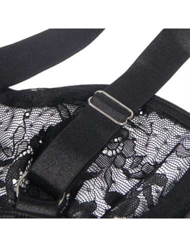 SUBBLIME - TEDDY COM LIGA COM DETALHE RENDA E TIRAS PRETO L/XL