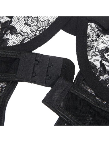 SUBBLIME - TEDDY COM LIGA COM DETALHE RENDA E TIRAS PRETO L/XL