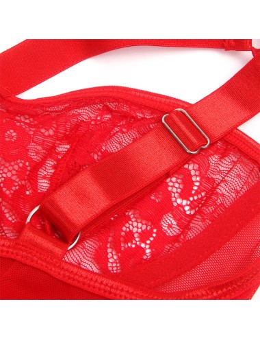 SUBBLIME - TEDDY COM LIGA COM DETALHE RENDA E TIRAS VERMELHA S/M
