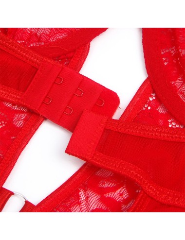 SUBBLIME - TEDDY COM LIGA COM DETALHE RENDA E TIRAS VERMELHA S/M