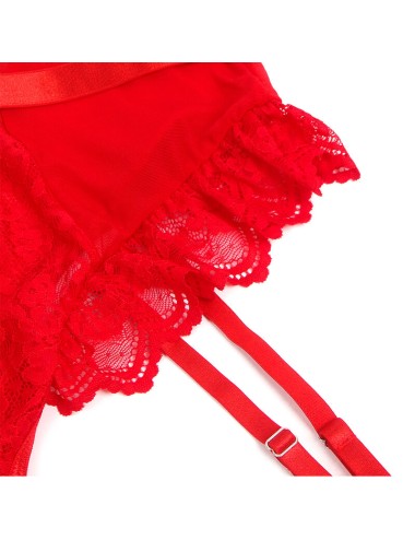 SUBBLIME - TEDDY COM LIGA COM DETALHE RENDA E TIRAS VERMELHA S/M