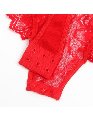 SUBBLIME - TEDDY COM LIGA COM DETALHE RENDA E TIRAS VERMELHA S/M
