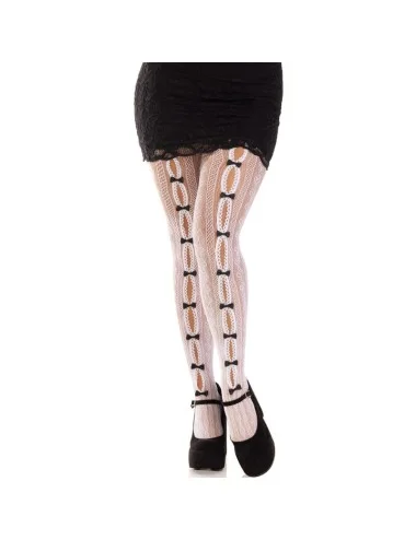 LEG AVENUE - MEIAS COM ABERTURAS CORAÇÃO E LAÇOS BRANCO