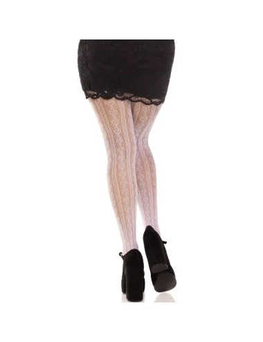 LEG AVENUE - MEIAS COM ABERTURAS CORAÇÃO E LAÇOS BRANCO