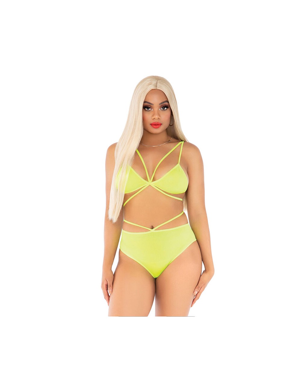 LEG AVENUE - TOP E CALÇA AMARELO COM ALÇAS LEG AVENUE - TOP E CALÇA AMARELO COM ALÇAS