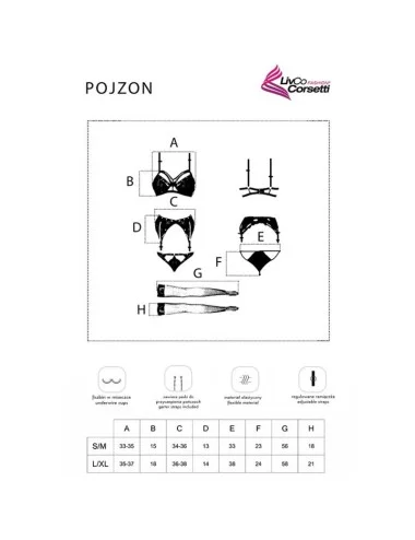 LIVCO CORSETTI FASHION - POJZON LC 90670 SUTI + CINTA LIGA + MEIAS + CALCINHA PRETA L/XL