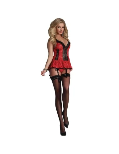 LIVCO CORSETTI FASHION - RED ROSE LC 90130 CORSET + CALCINHA VERMELHA L/XL