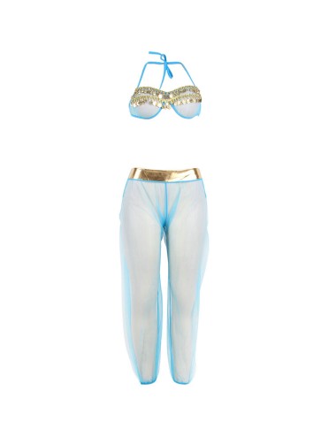 SUBBLIME - CONJUNTO DE LINGERIE AZUL ESTILO INDIA L/XL