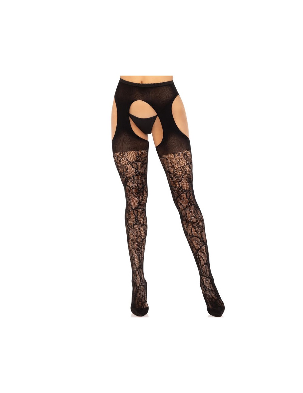 LEG AVENUE - MEIAS LIGAS DE RENDA PRETAS