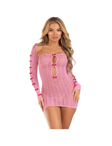 LEG AVENUE - VESTIDO CORAÇÃO E LAÇOS ROSA TAMANHO ÚNICO