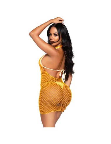 LEG AVENUE - VESTIDO CRUZADO NET LARANJA TAMANHO ÚNICO