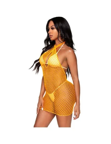 LEG AVENUE - VESTIDO CRUZADO NET LARANJA TAMANHO ÚNICO