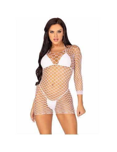 LEG AVENUE - VESTIDO DE REDE MANGA COMPRIDA BRANCO TAMANHO ÚNICO