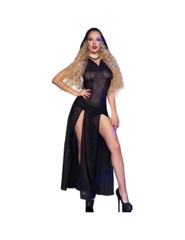 CHILIROSE - VESTIDO LONGO CR 4685 COM CAPUZ PRETO M