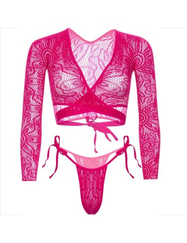LEG AVENUE - TOP CROP RENDA COM TANGA