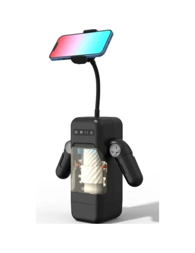 GAME CUP - MASTURBADOR DE VIBRAÇÃO DE IMPULSO COM FUNÇÃO DE AQUECIMENTO E SUPORTE MÓVEL - PRETO