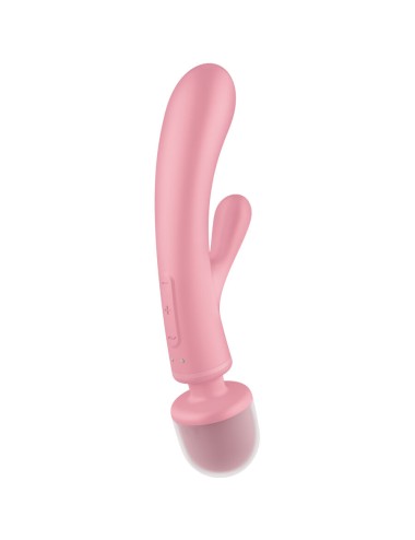 SATISFYER - TRIPLE LOVER RABBIT VIBRADOR MASSAGER ROSA