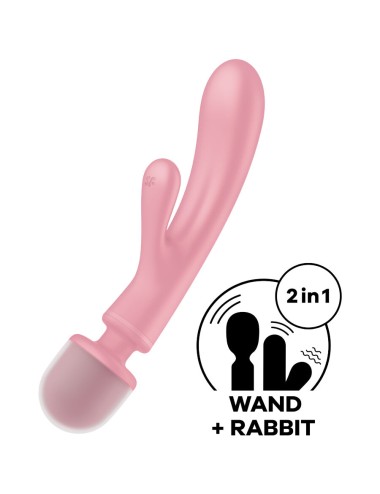 SATISFYER - TRIPLE LOVER RABBIT VIBRADOR MASSAGER ROSA
