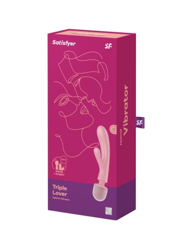 SATISFYER - TRIPLE LOVER RABBIT VIBRADOR MASSAGER ROSA