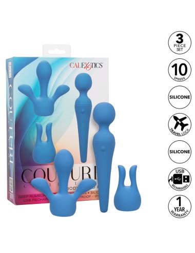 CALEXOTICS - COUTURE KIT VIBRADOR WAND 10 VIBRAÇÕES AZUL