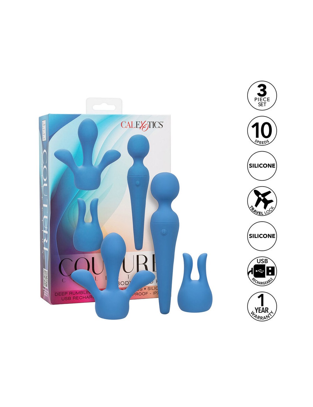CALEXOTICS - COUTURE KIT VIBRADOR WAND 10 VIBRAÇÕES AZUL CALEXOTICS - COUTURE KIT VIBRADOR WAND 10 VIBRAÇÕES AZUL