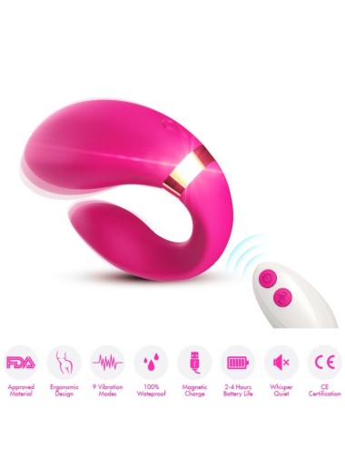 ARMONY - VIBRADOR CRESCENTE PARA CASAIS CONTROLE REMOTO FÚCSIA
