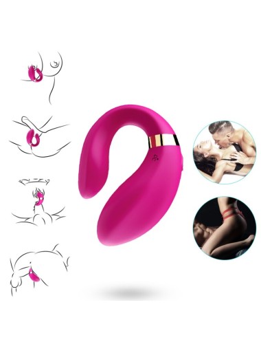 ARMONY - VIBRADOR CRESCENTE PARA CASAIS CONTROLE REMOTO FÚCSIA