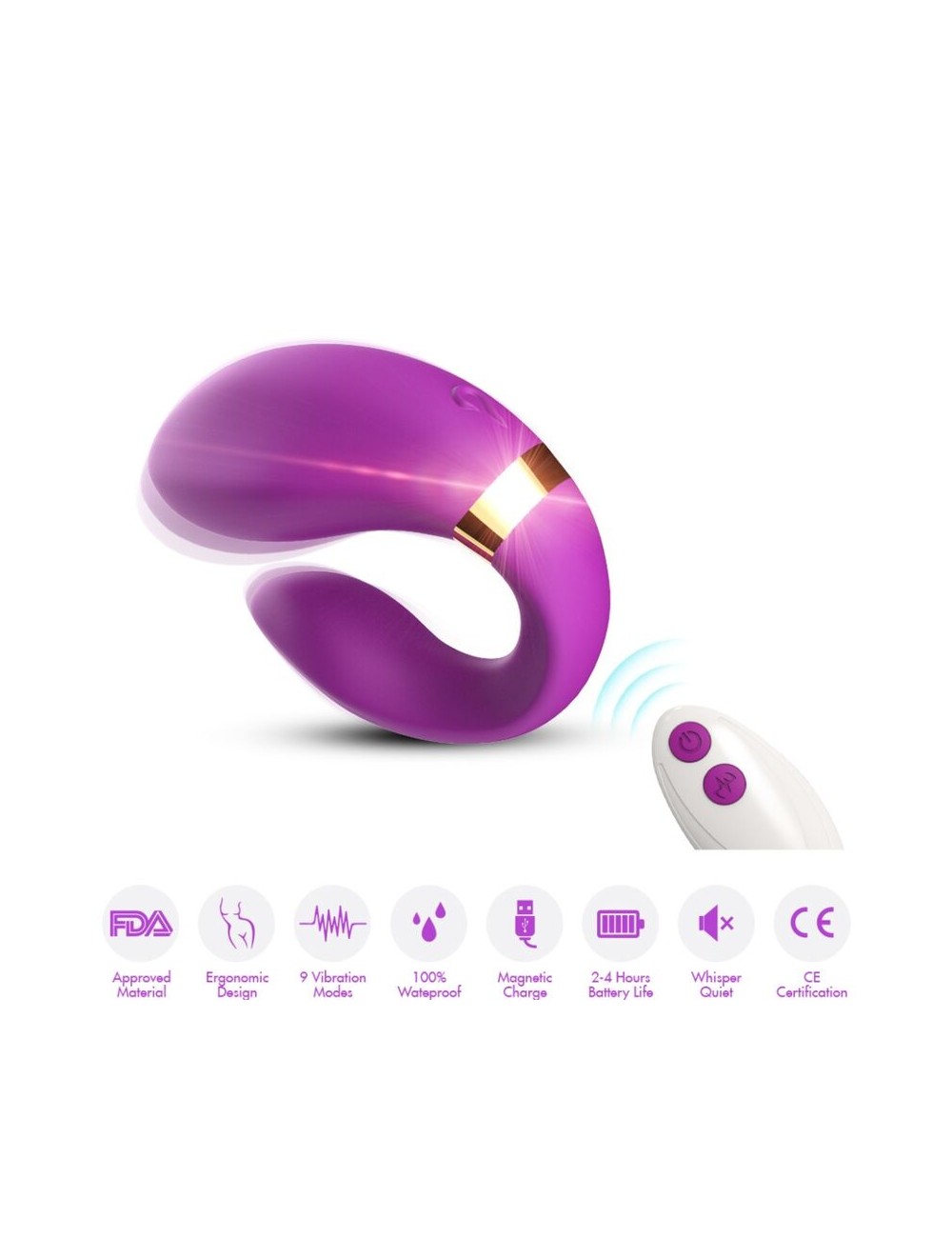 ARMONY - VIBRADOR CRESCENTE PARA CASAIS COM CONTROLE REMOTO ROXO