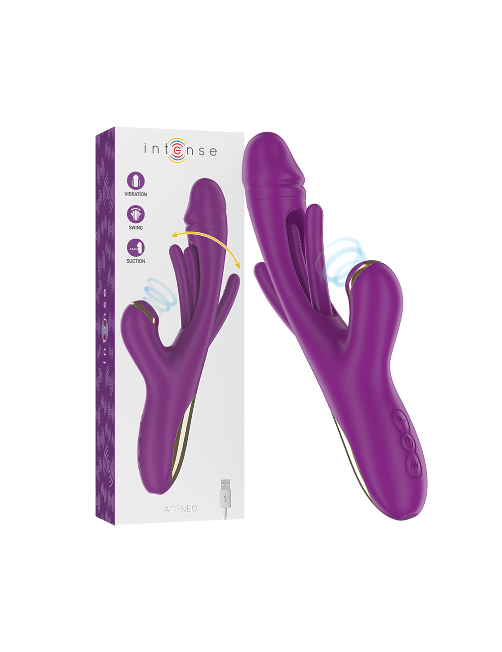 INTENSE - ATENEO VIBRADOR MULTIFUNO RECARREGVEL 7 VIBRAÕES COM LÍNGUA OSCILANTE E SUCO ROXA